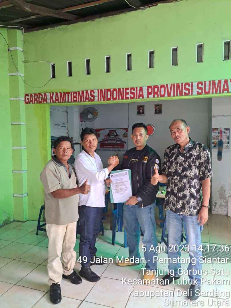 Penyerahan dipimpin langsung oleh Komandan Garda Kamtibmas Indonesia Provinsi Sumatera Utara bung Juanda Simanjuntak ST, SPd