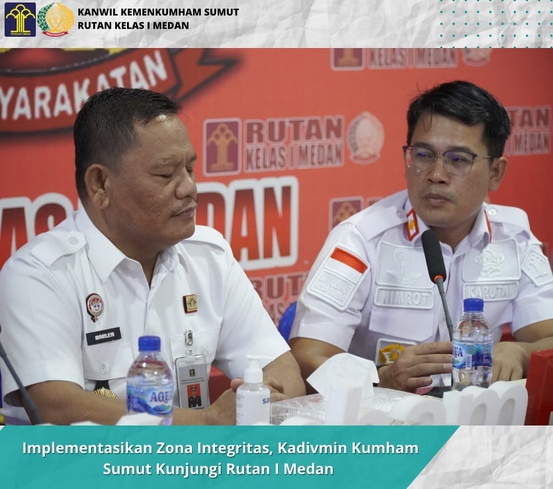 Implementasikan zona integritas, Kadivmin kumham Sumut kunjungin rutan I Medan