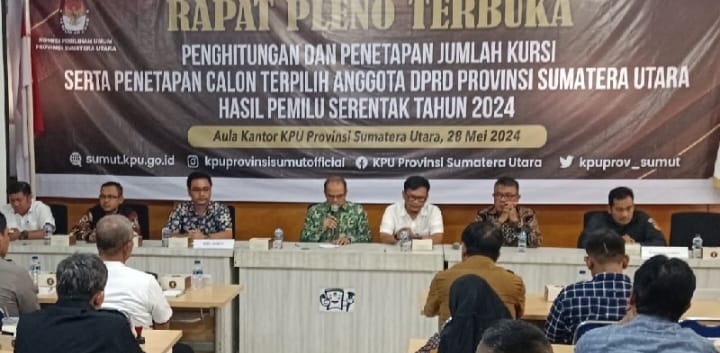 KPU Sumut Gelar Rapat Pleno penghitungan jumlah kursi Calon terpilih anggota DPRD Sumut, Golkar kursi terbanyak